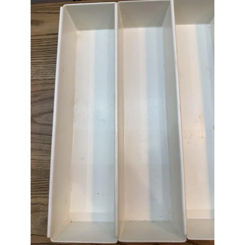 VTG Rubbermaid Drawer Organizer Set 5 White 2912 Plastic Bins Containers 12x3x2